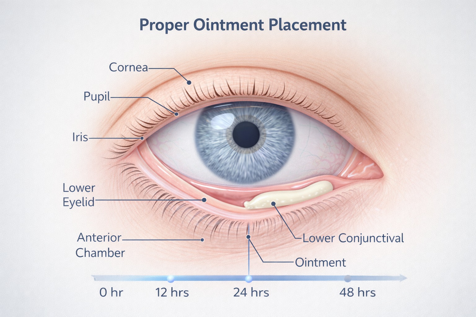 Pharmacist explaining proper eye ointment application at Grant Pharmacy